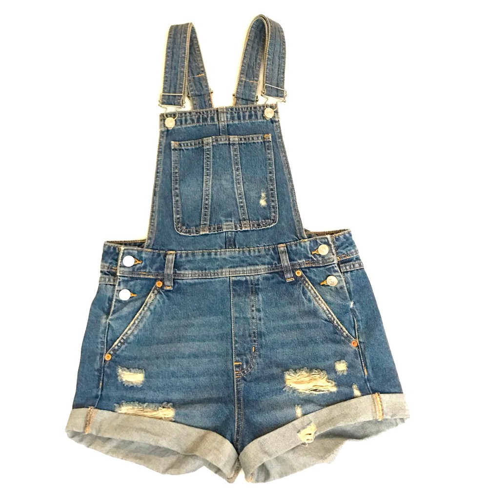 H&M Divided NWOT Aged Distressed Short Overalls 4